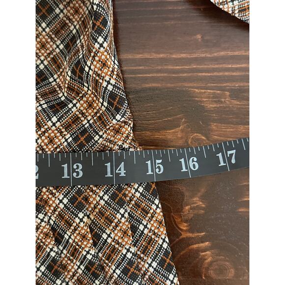 Vintage SAKS FIFTH AVENUE Dress S Brown Plaid Pleated Quite Luxury Couture - Picture 10 of 15